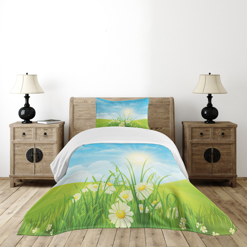 Floral Meadow Illustration Bedspread Set