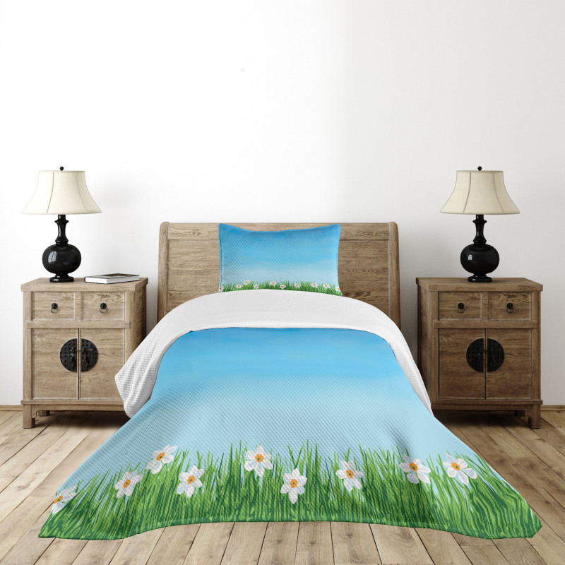 Blue Skies Blurred Background Bedspread Set