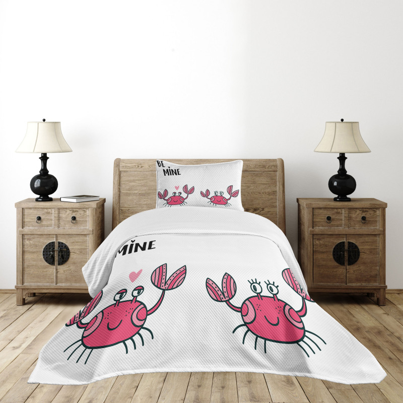 Funky Crab Couple and Heart Bedspread Set