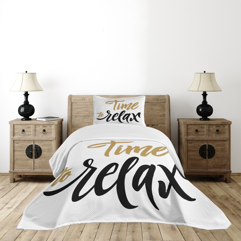 Coffee Time Conceptual Text Bedspread Set