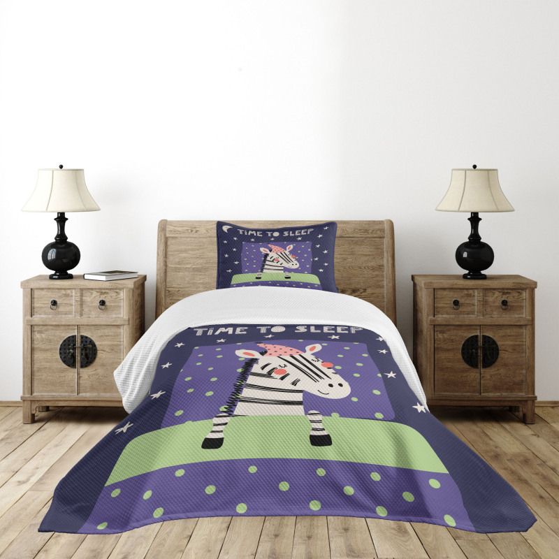 Sleeping Zebra in Nightcap Bedspread Set