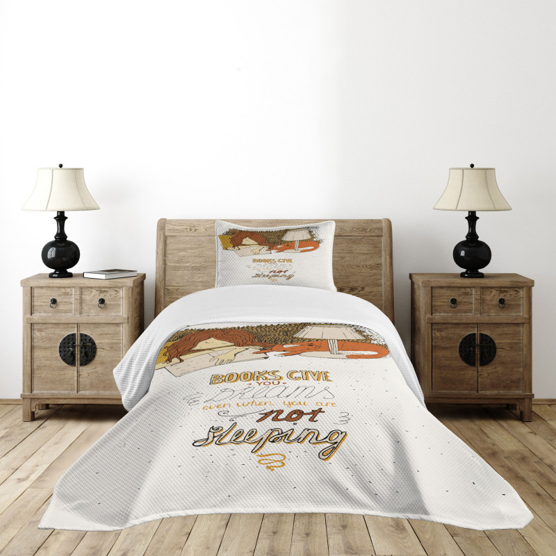 Books Give You Dreams Text Bedspread Set