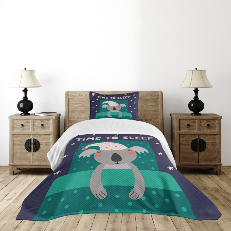 Sleeping Fluffy Koala Bear Bedspread Set