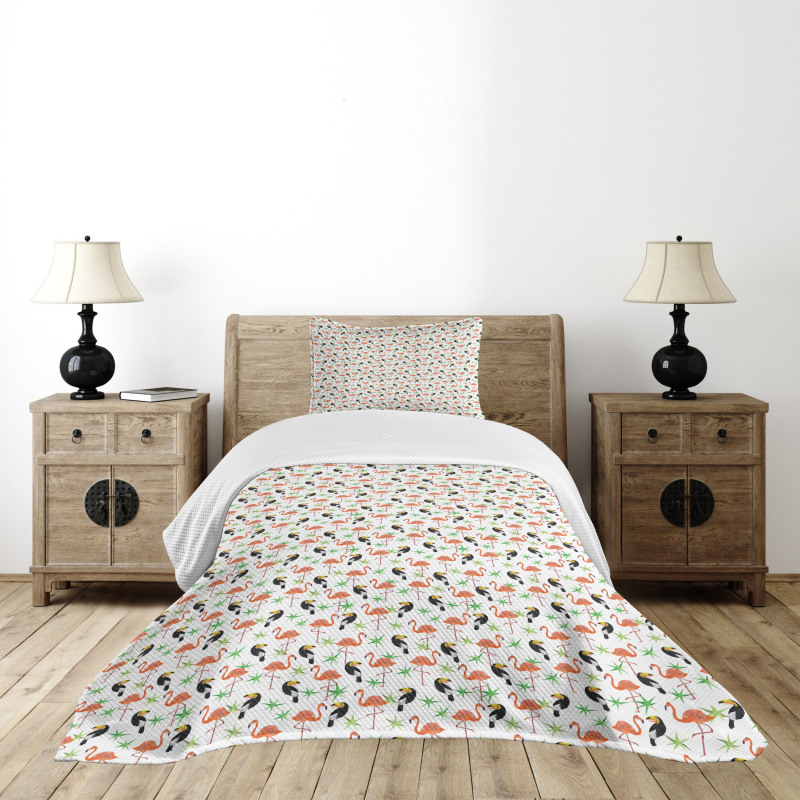 Exotic Flamingo and Toucan Bedspread Set