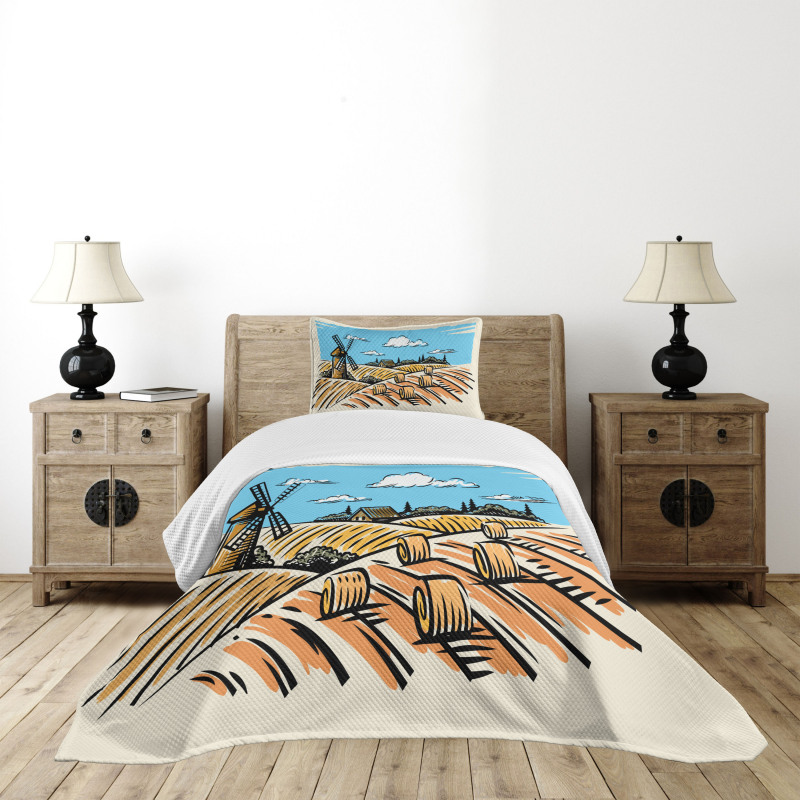 Windmillnd Hay Bales Bedspread Set