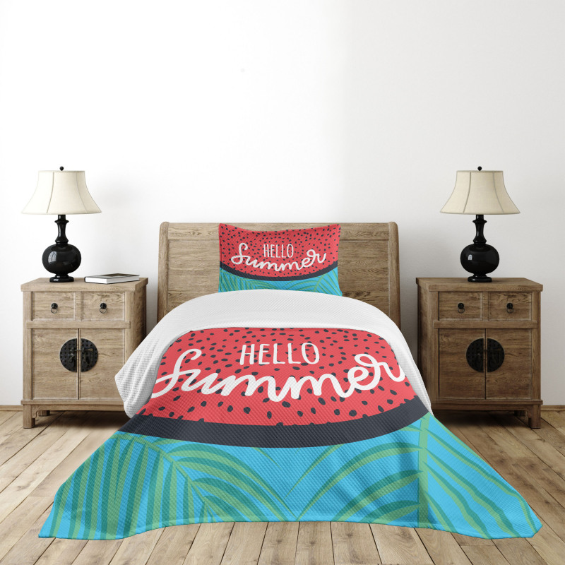 Watermelon Jungle Leaf Bedspread Set