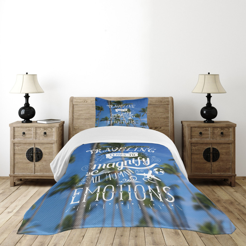 Travel Words Airplane Bedspread Set