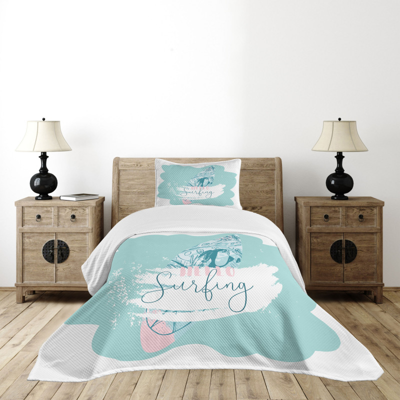 Surfboard with Flowers Bedspread Set