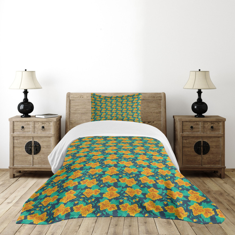 Romantic Summery Flowers Bedspread Set