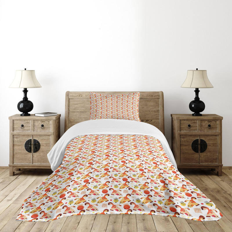 Funny Dog Faces Doodles Bedspread Set