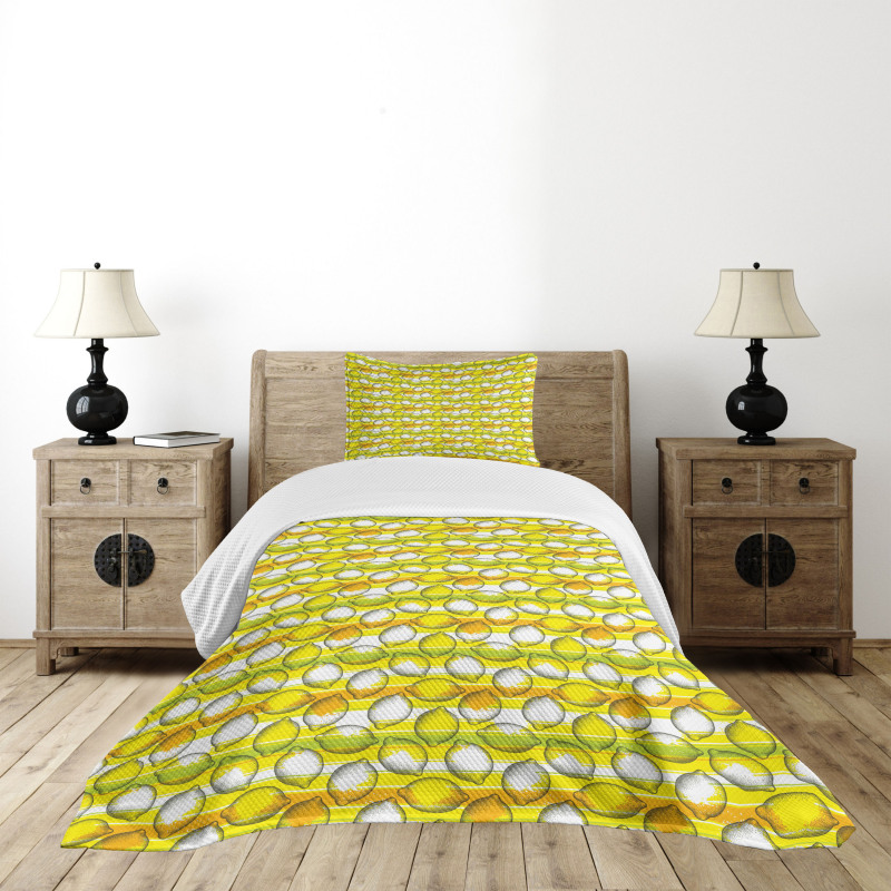 Dotted Fresh Citrus Fruits Bedspread Set