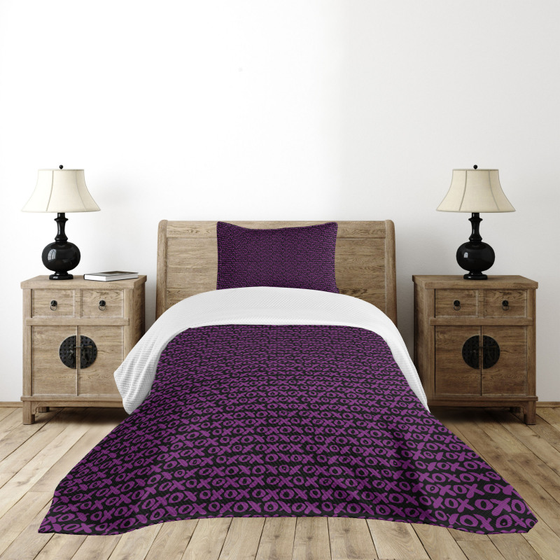 Retro Funky Xoxo Lettering Bedspread Set