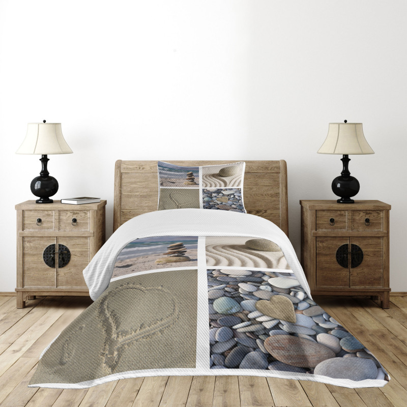 Sand and Pebbles Collage Bedspread Set