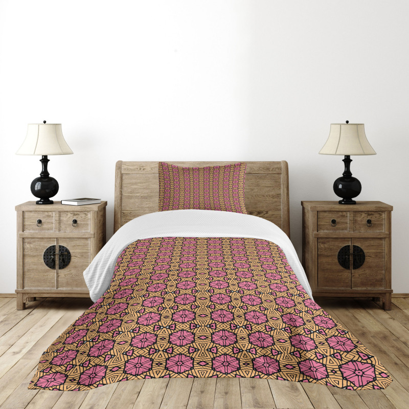 Abstract Folk Tile Bedspread Set