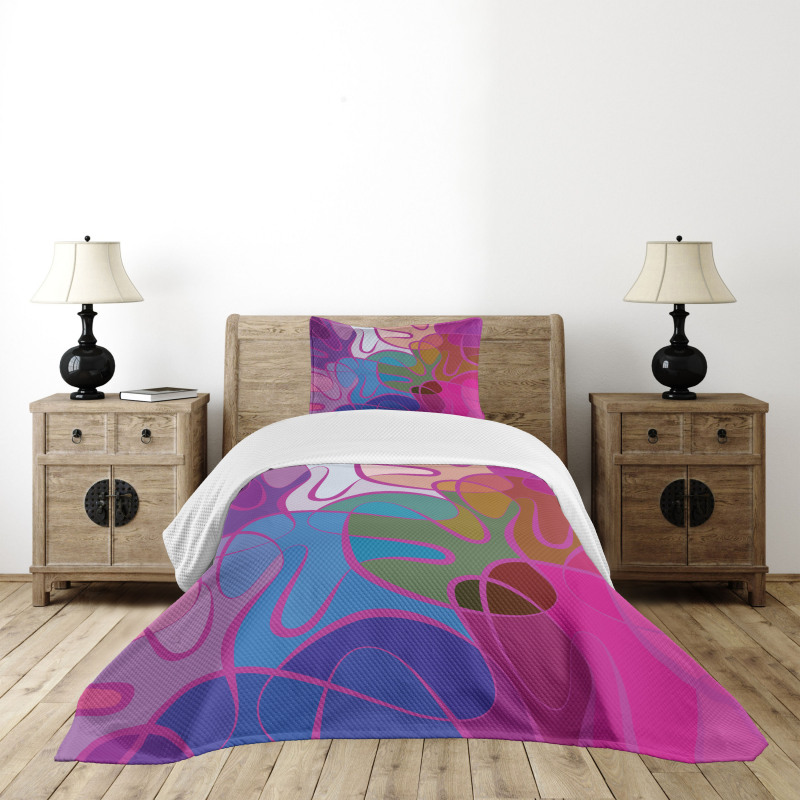 Waves in Hand-drawn Style Bedspread Set