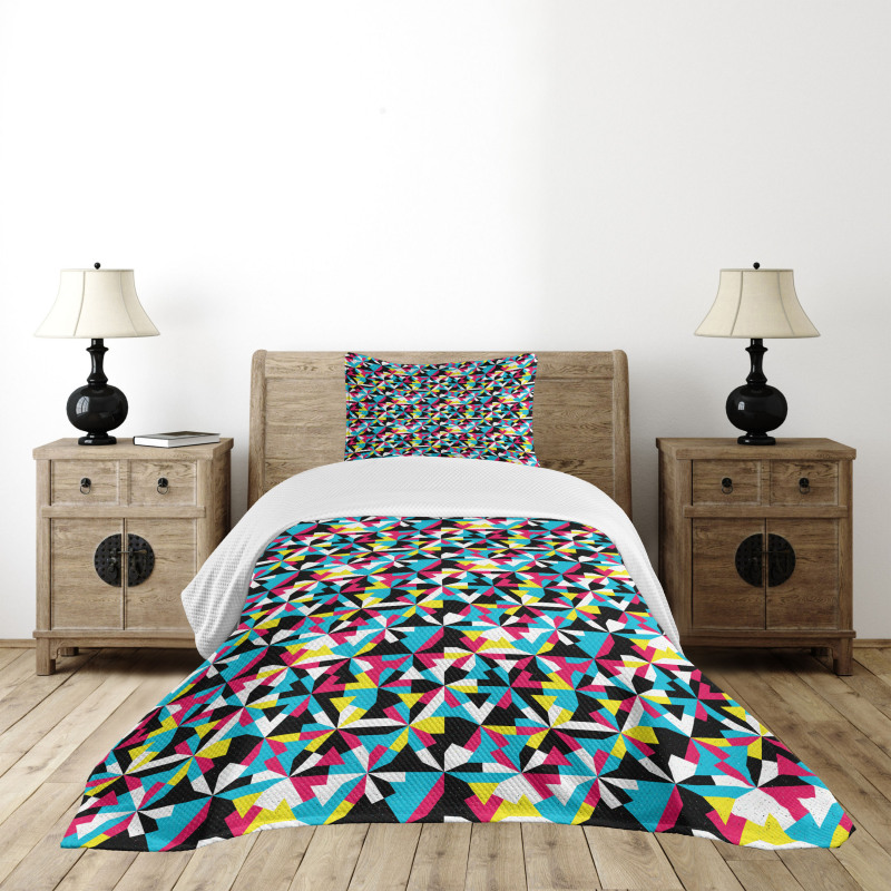 Sixties Style Inspired Motifs Bedspread Set