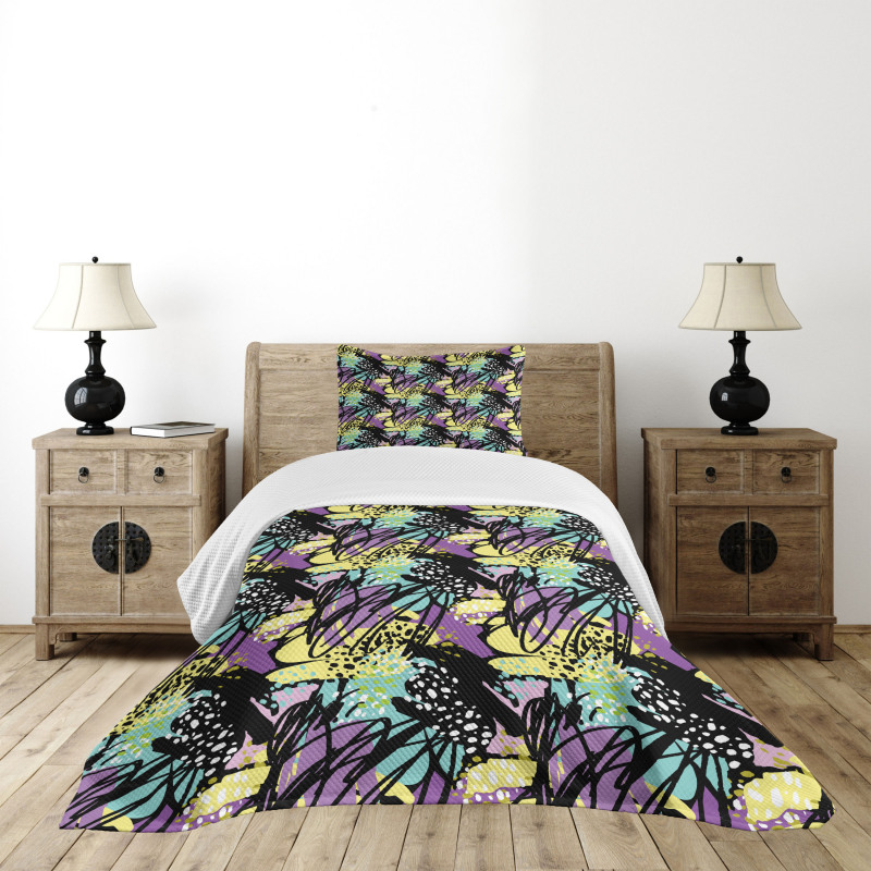 Brush Strokes Modern Art Bedspread Set