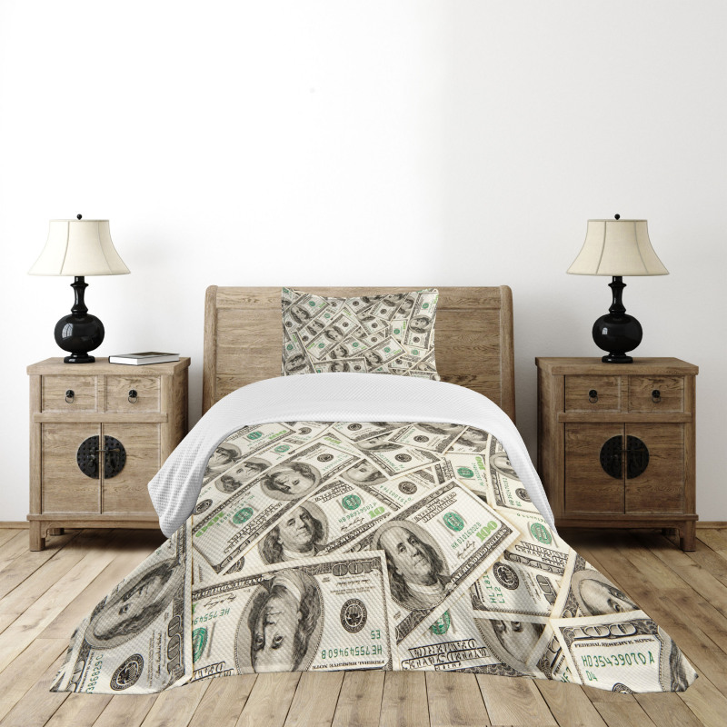 Ben Franklin Portrait Wealth Bedspread Set