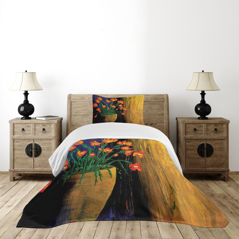 Botanical Vase Illustration Bedspread Set