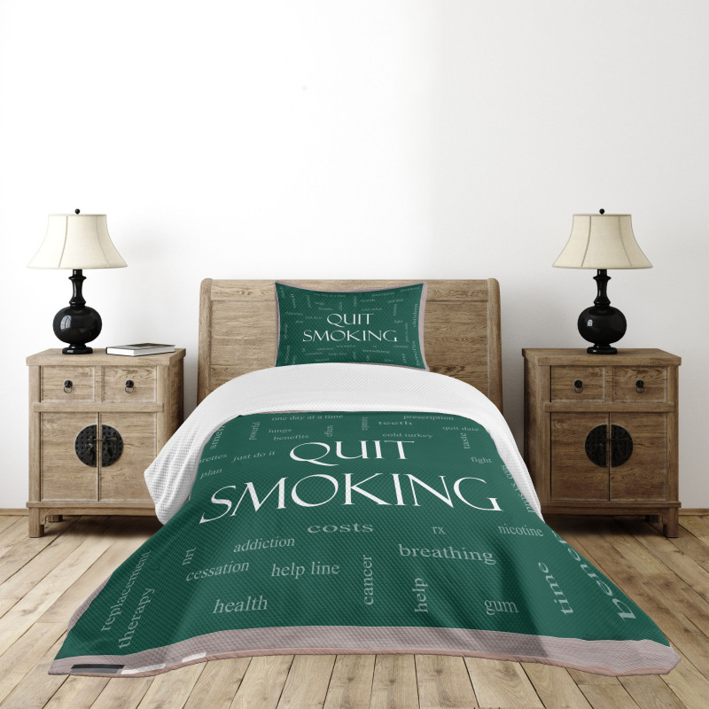 Smoking Message Blackboard Bedspread Set