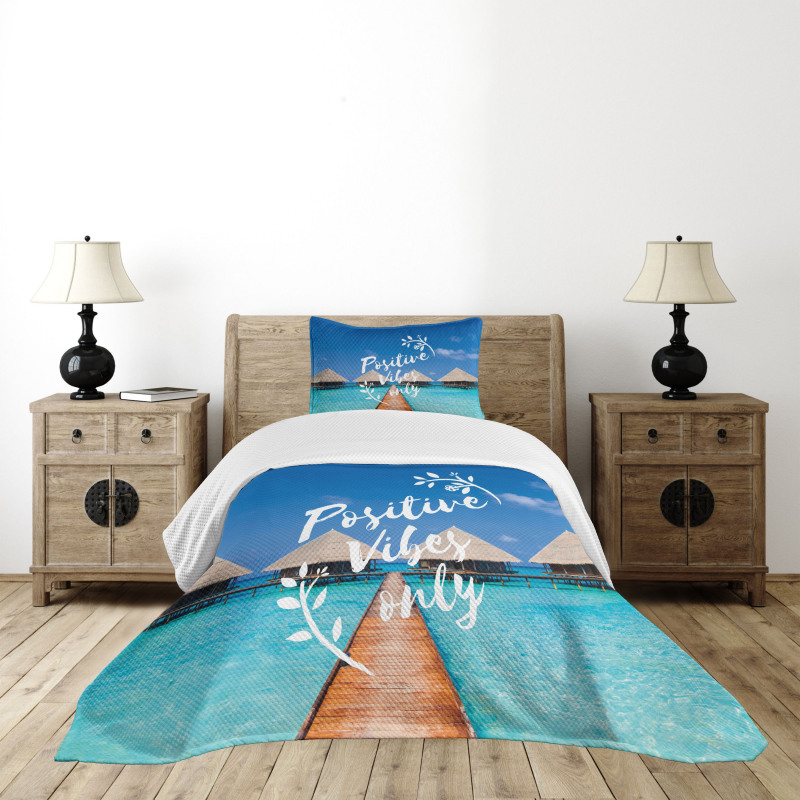 Positive Vibes Only Message Bedspread Set