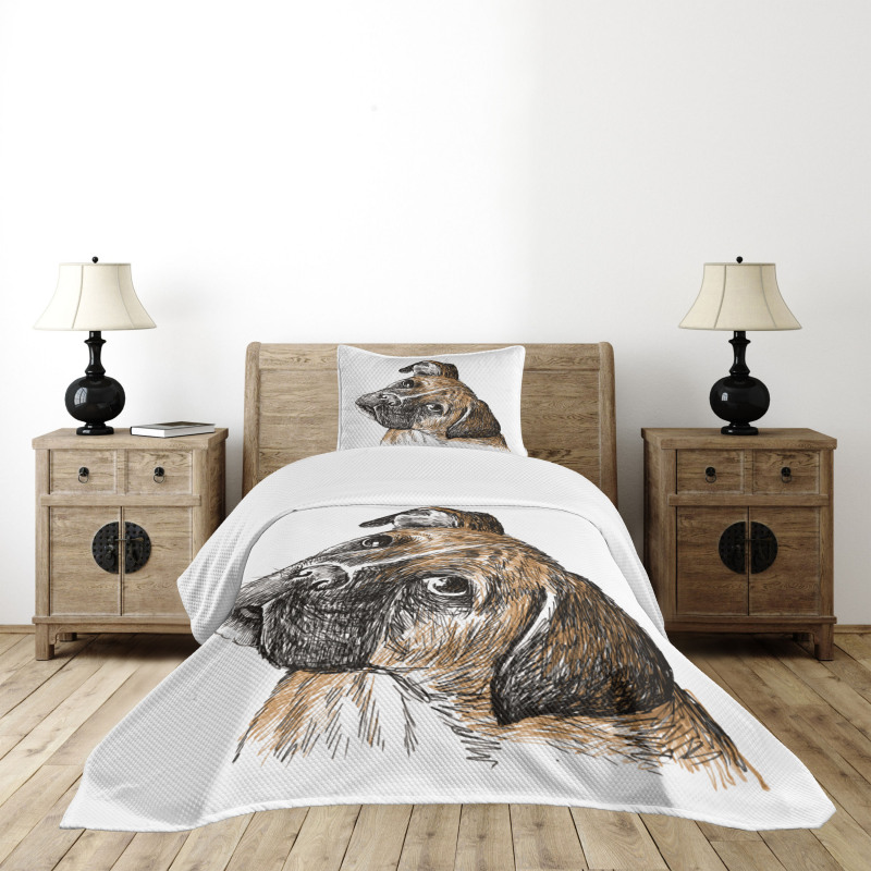 Sketchy Furry Puppy Pet Bedspread Set