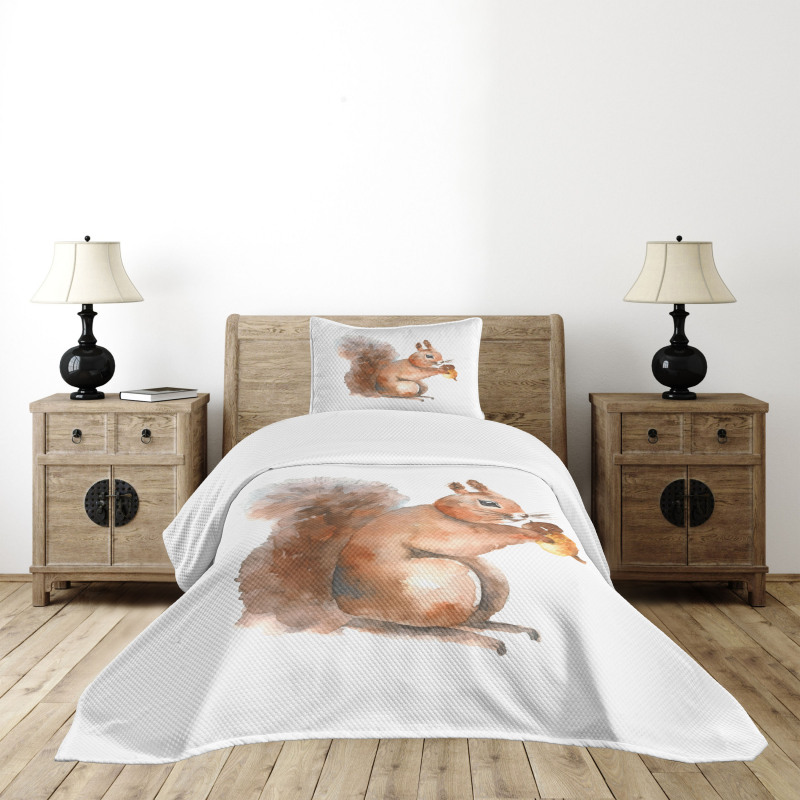 Watercolor Rodent Animal Bedspread Set