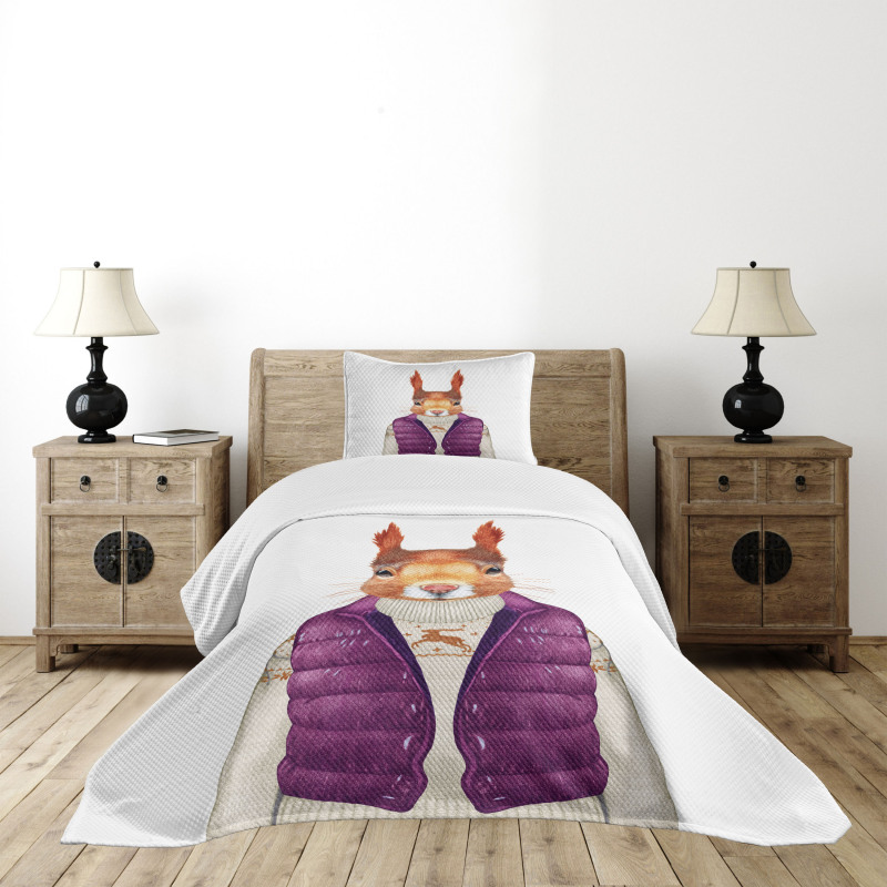 Animal down Vest Sweater Bedspread Set