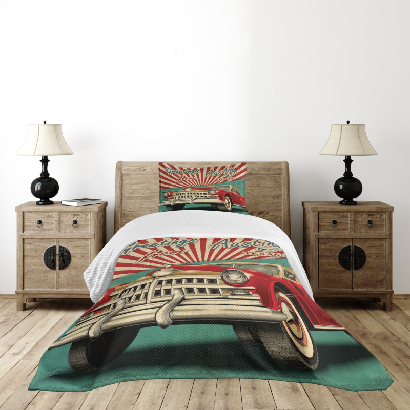 Retro American Classical Car Bedspread Set