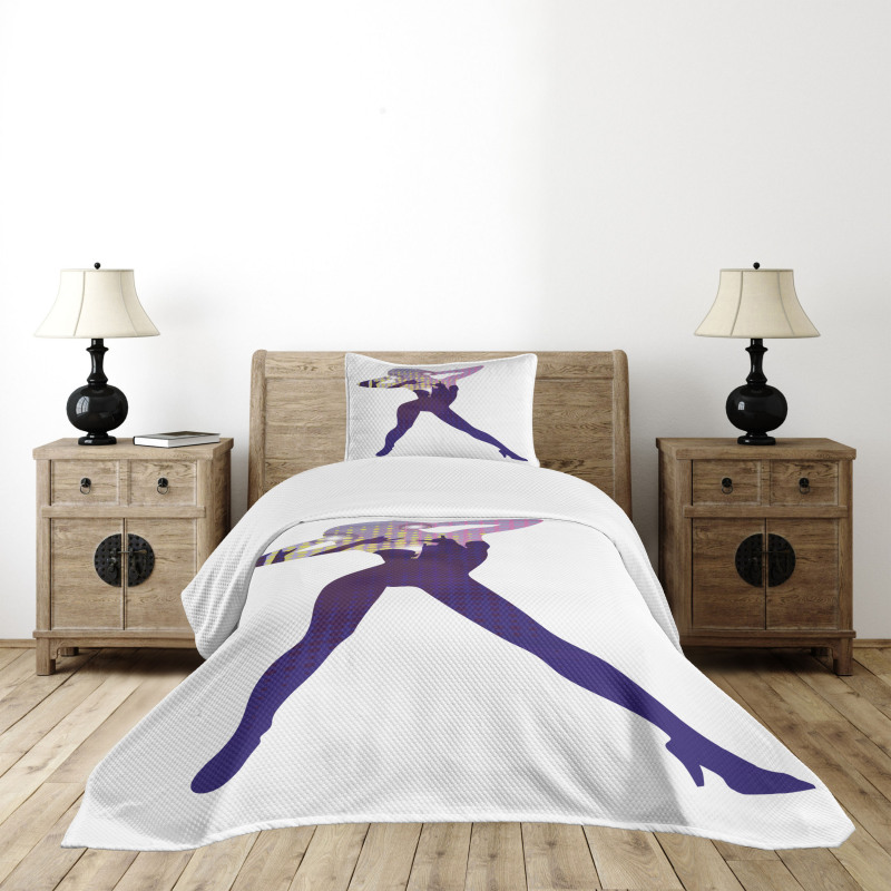 Dancer Young Lady in High Heel Bedspread Set