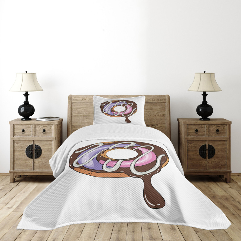 Doughnut American Food Theme Bedspread Set