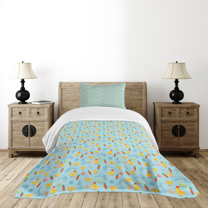 Eggs Chicks Chickens Rabbits Bedspread Set