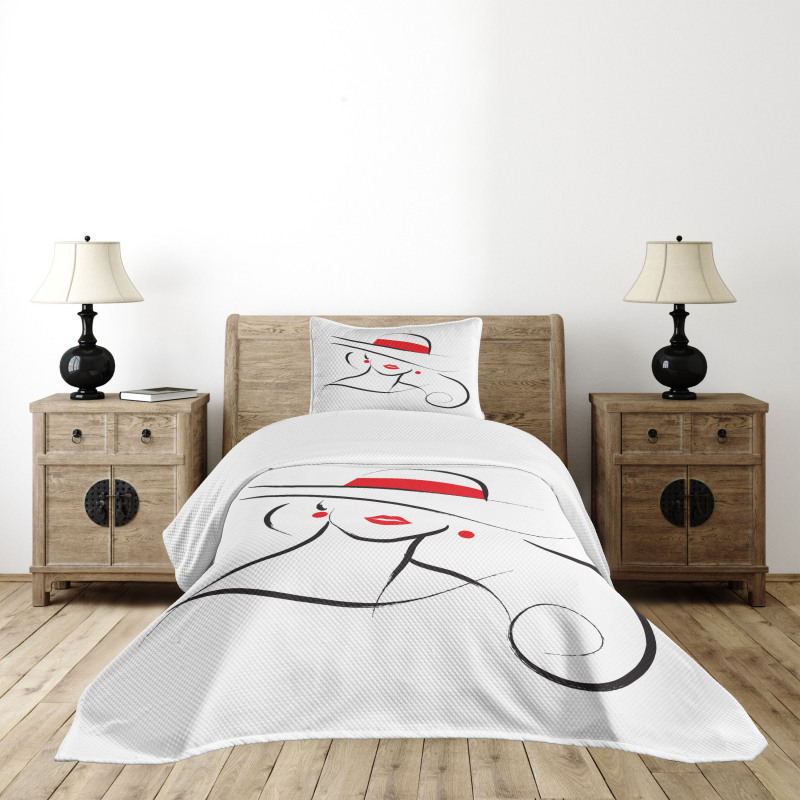 Black Stroke Contour Drawing Bedspread Set