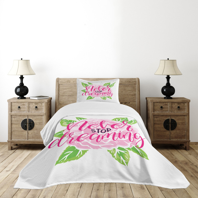 Romantic Rose Calligraphy Bedspread Set