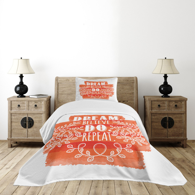 Dream Believe Do Repeat Leaf Bedspread Set