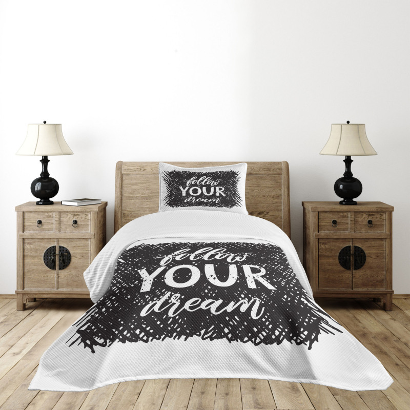 Words Grunge Black Scribble Bedspread Set