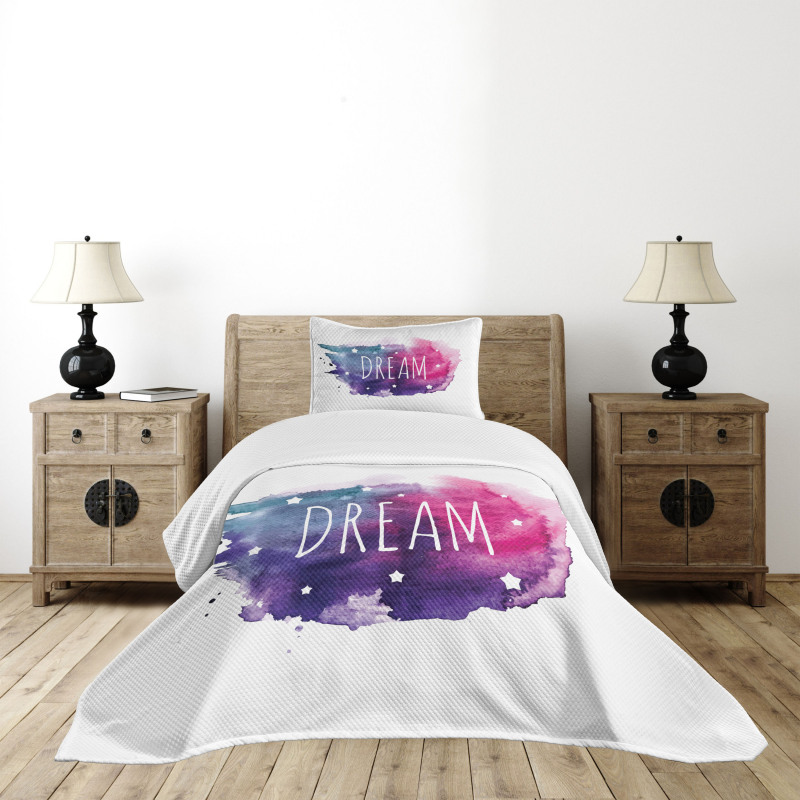 Words with Stars Watercolors Bedspread Set