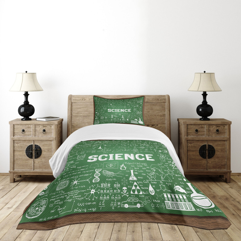 Science Word on Chalkboard Bedspread Set