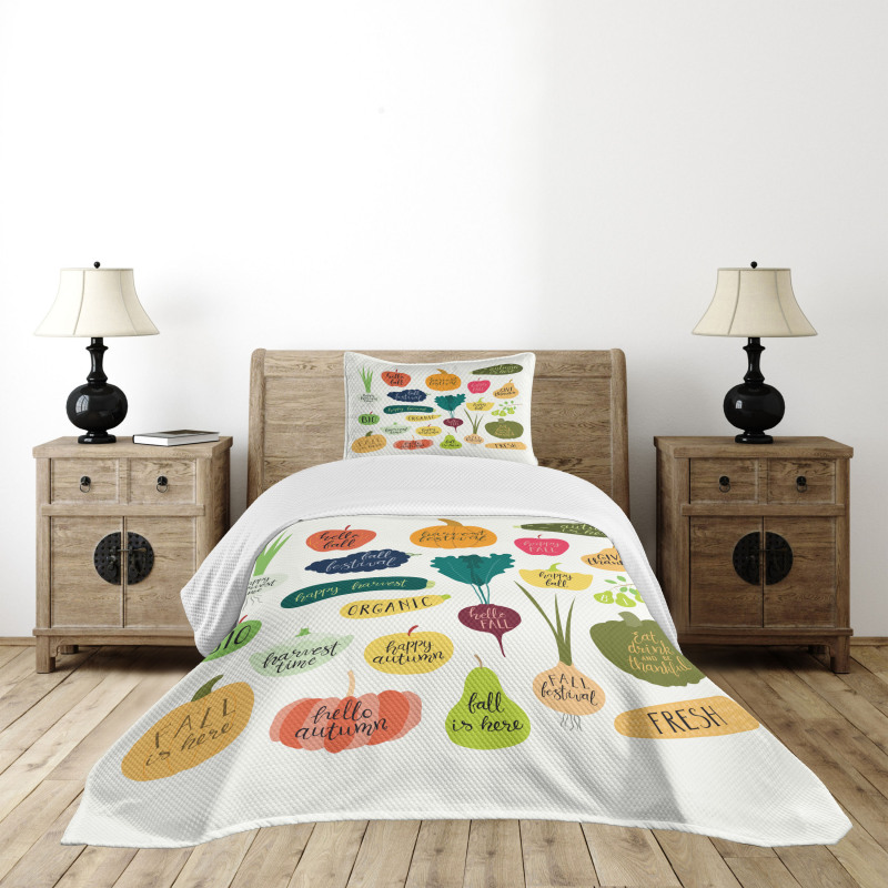 Plant Fruit Vegetable Slogan Bedspread Set