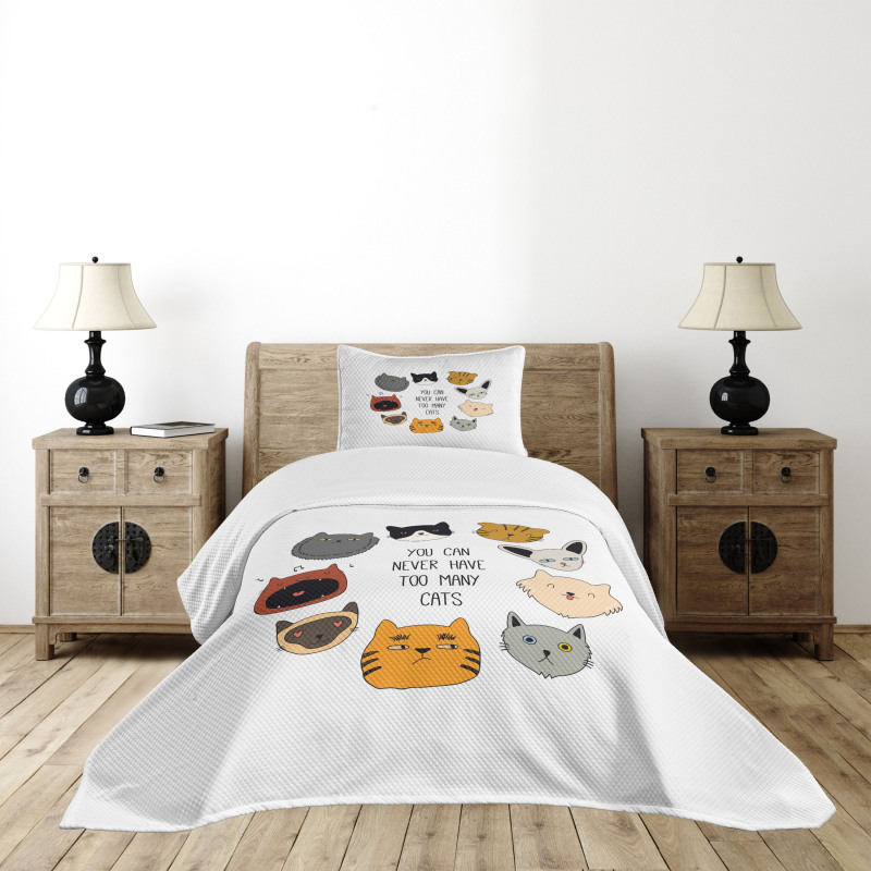 Wording Love Whiskers Happy Bedspread Set