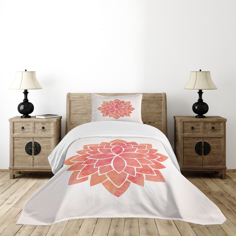 Pattern Lotus Illustration Bedspread Set