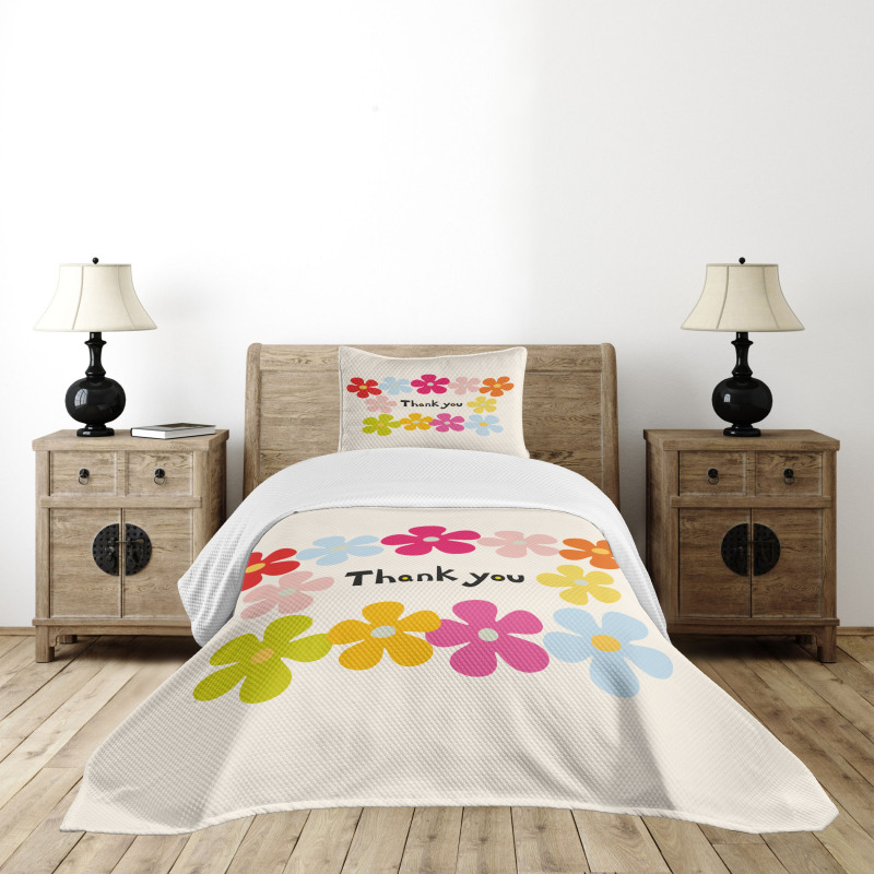 Simple Colorful Flowers Bedspread Set