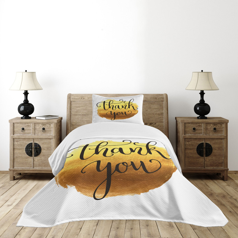 Golden Yellow Round Paint Bedspread Set