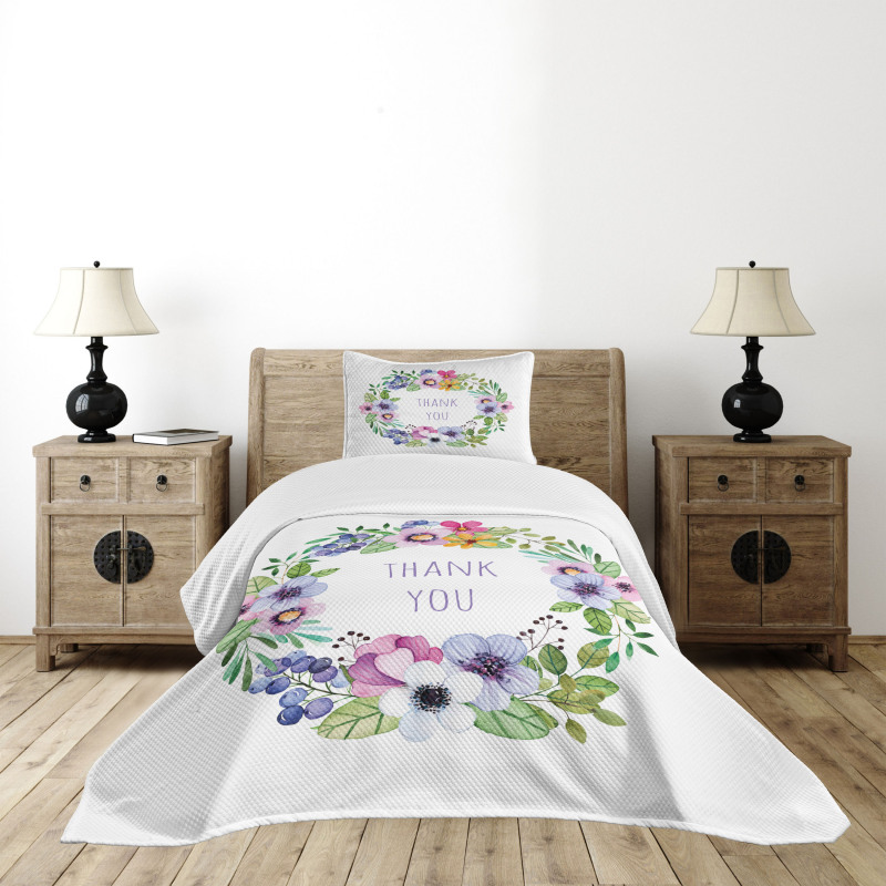 Spring Wreath Simple Word Bedspread Set