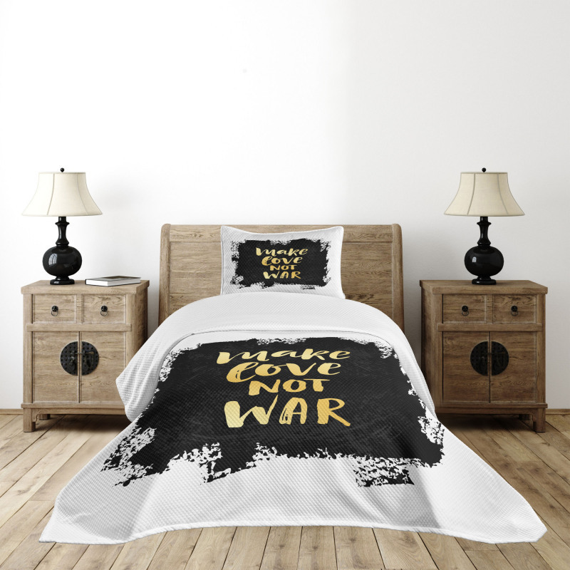 Make Love Quoting Dark Bedspread Set