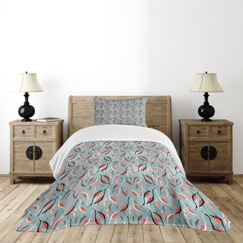 Abstract Birds and Leaves Bedspread Set