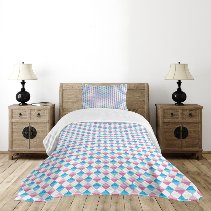 Diagonal Checkered Square Bedspread Set