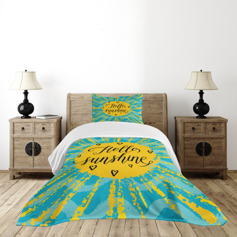 Sun Motif Stripes Bedspread Set