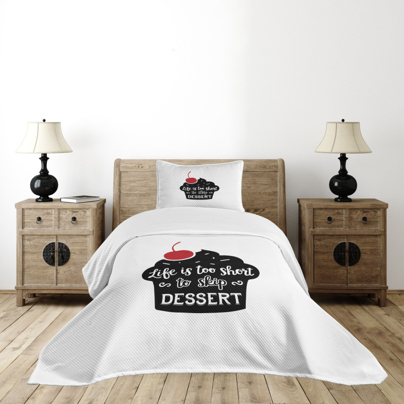 Pastry Silhouette Words Bedspread Set