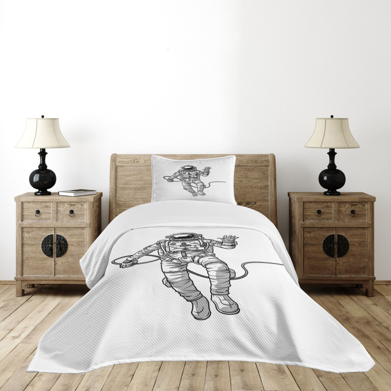 Cosmonaut Waving Hand Bedspread Set